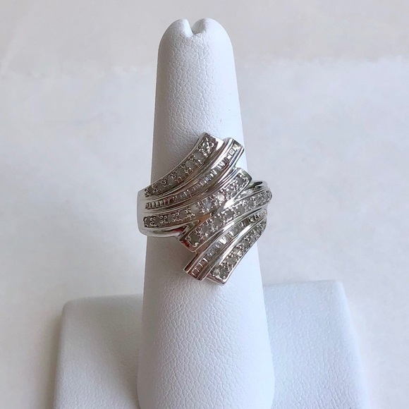 Jewelry - Genuine Diamond Baguette Ring Rhodium over Brass